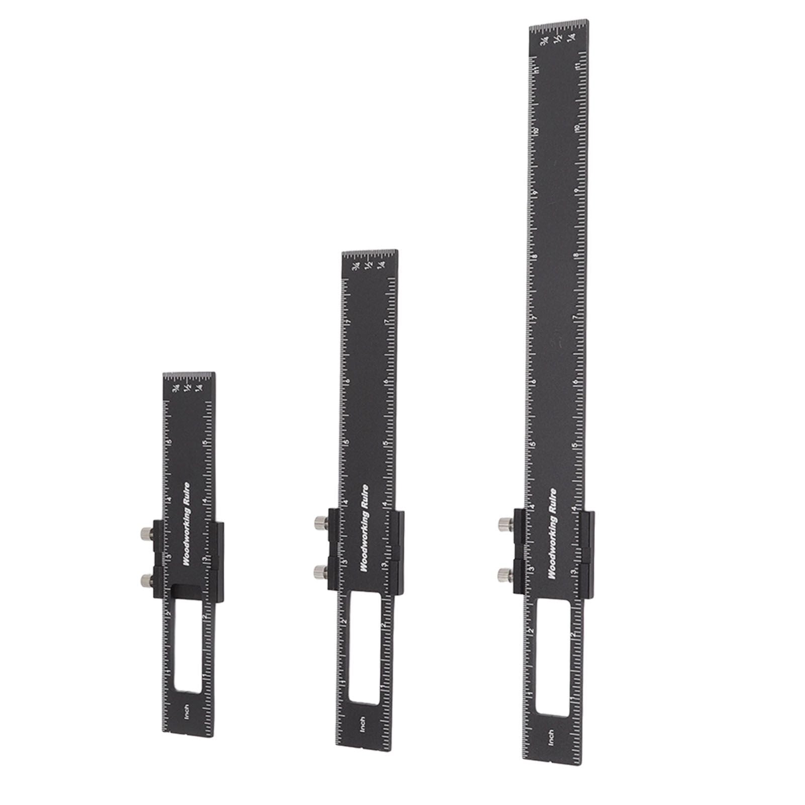 3 Pcs Woodworking Ruler Set Aluminium Alloy T Type Scribing Marking Measuring Ruler with Slide Stops V1294-YM0521-3114220118611