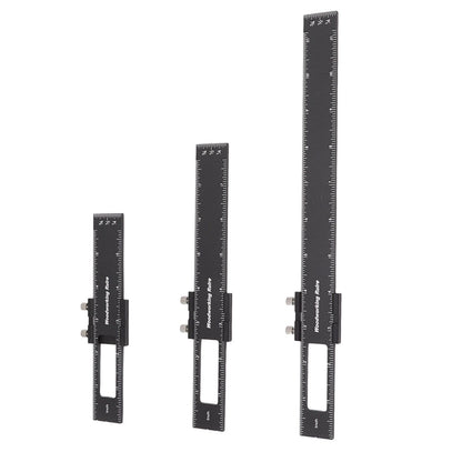 3 Pcs Woodworking Ruler Set Aluminium Alloy T Type Scribing Marking Measuring Ruler with Slide Stops V1294-YM0521-3114220118611