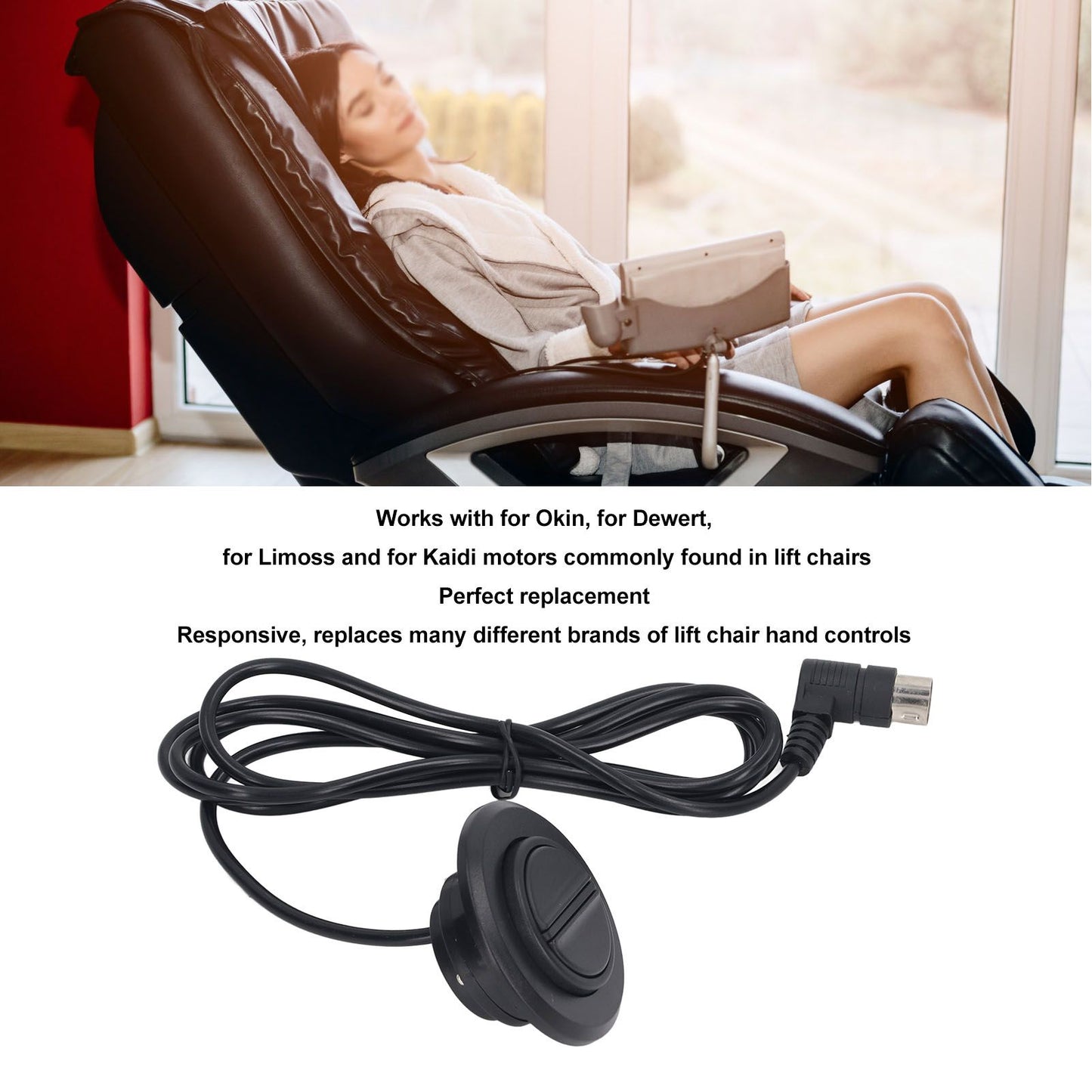 Lift Chair Hand Control 2 Push Button 8 Pin Universal Power Recliner Remote Handset Controller for Up and Down V1294-YM0521-3114230009811