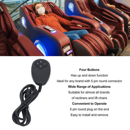 Lift Chair Remote 4 Buttons 5 Pin Up Down Replacement Hand Control Handset for Power Recliner V1294-YM0521-3114230010011