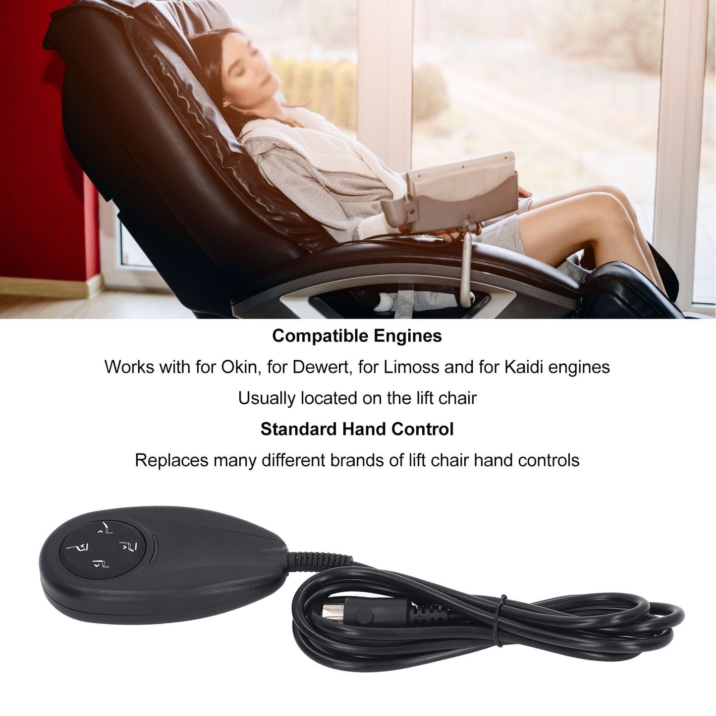 Lift Chair Remote 4 Buttons 5 Pin Up Down Replacement Hand Control Handset for Power Recliner V1294-YM0521-3114230010011