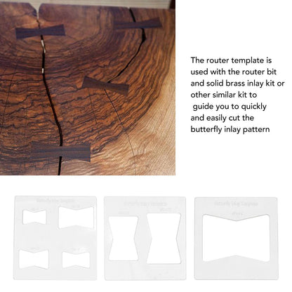 3Pcs 6x6 Inches Butterfly Key Inlay Template Router and Decorative Templates for Woodworking V1294-YM0521-3114230010411