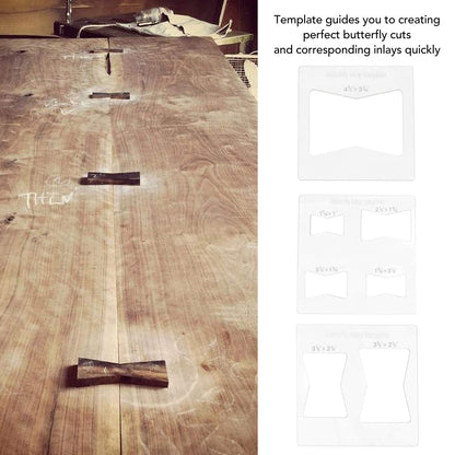 3Pcs 6x6 Inches Butterfly Key Inlay Template Router and Decorative Templates for Woodworking V1294-YM0521-3114230010411