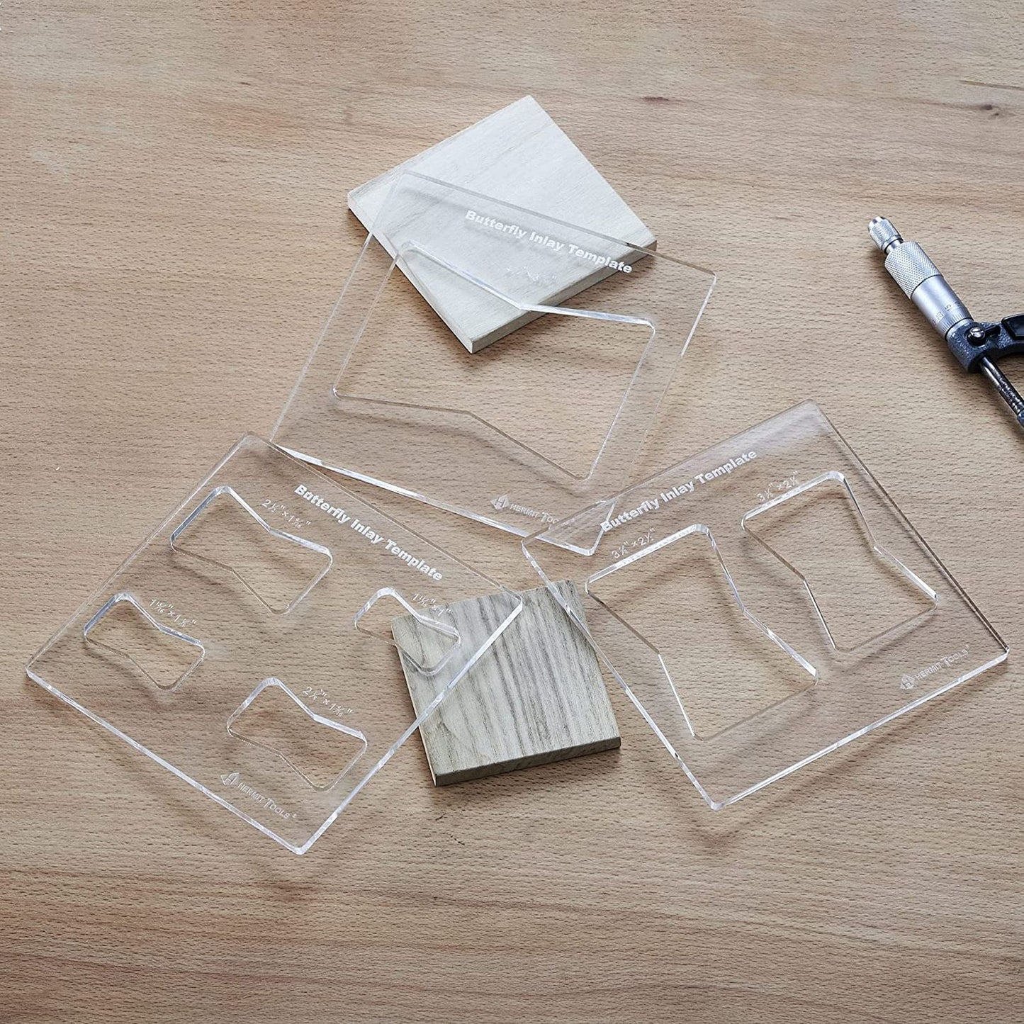 3Pcs 6x6 Inches Butterfly Key Inlay Template Router and Decorative Templates for Woodworking V1294-YM0521-3114230010411