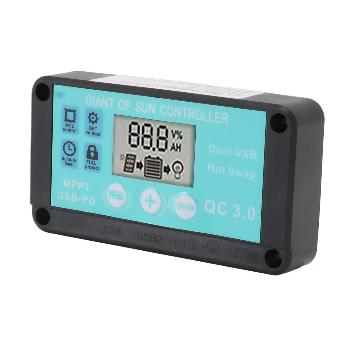 Solar Charge Controller Dual USB Output Fast Charging Solar Panel Regulator 12V/24V for Household Industry 50A V1294-YM0521-3114230012213
