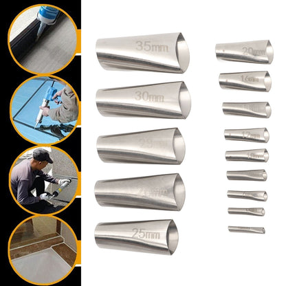 14pcs Caulking Nozzle Applicator 45 Degree Professional Stainless Steel Caulking Finisher Kit for Bathrooms V1294-YM0521-3114230012311