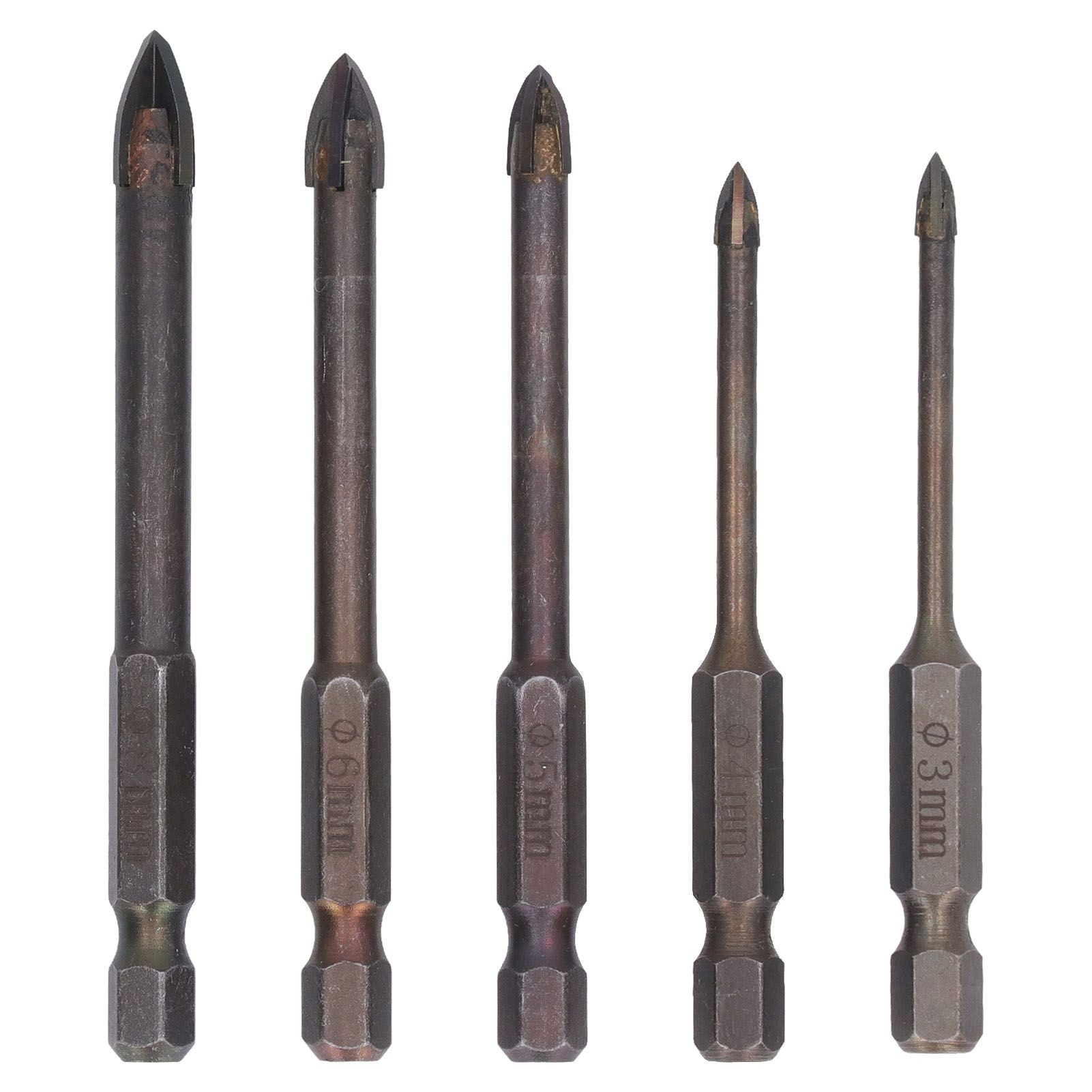 Drill Bit Set Unique Cross Design Cemented Carbide Hex Power Bits for Glass Ceramic Glass Tile Full Tile V1294-YM0521-3114230012611