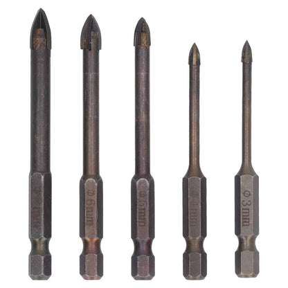 Drill Bit Set Unique Cross Design Cemented Carbide Hex Power Bits for Glass Ceramic Glass Tile Full Tile V1294-YM0521-3114230012611