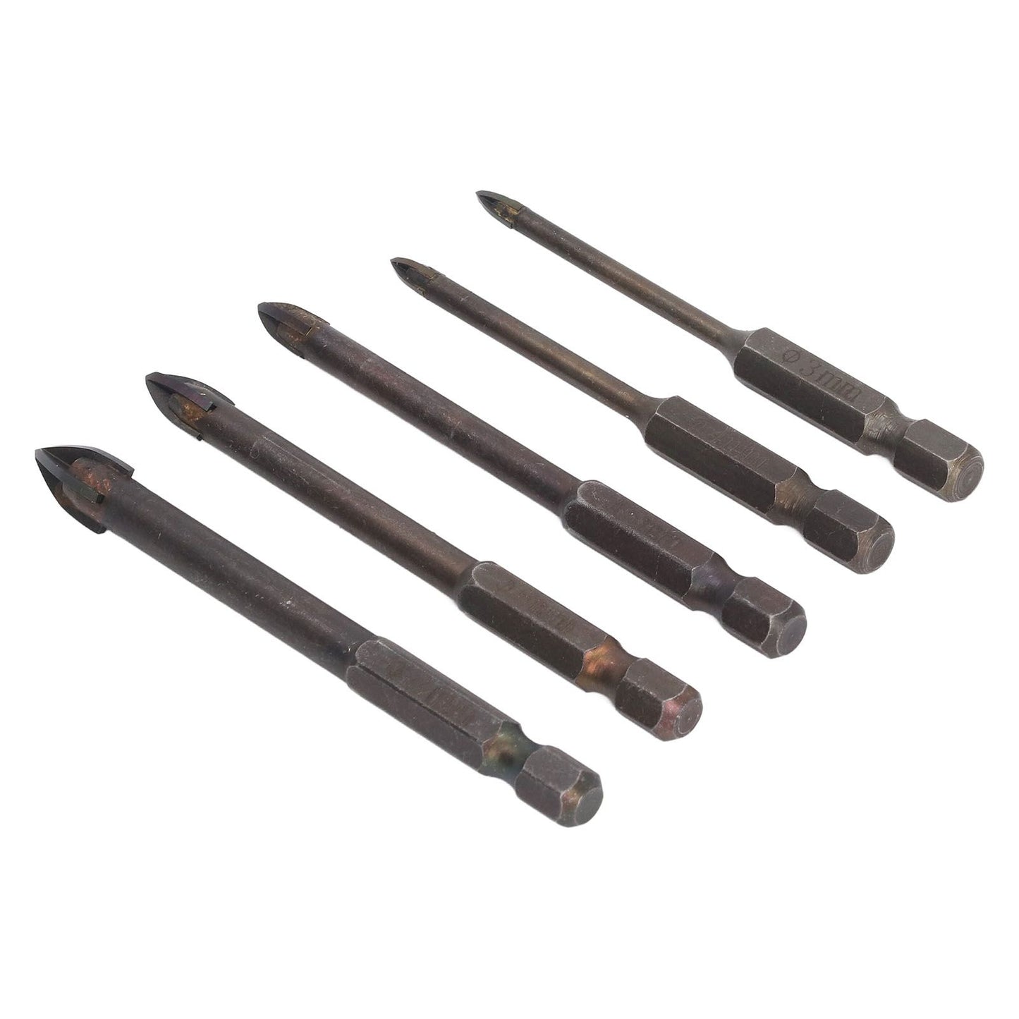 Drill Bit Set Unique Cross Design Cemented Carbide Hex Power Bits for Glass Ceramic Glass Tile Full Tile V1294-YM0521-3114230012611