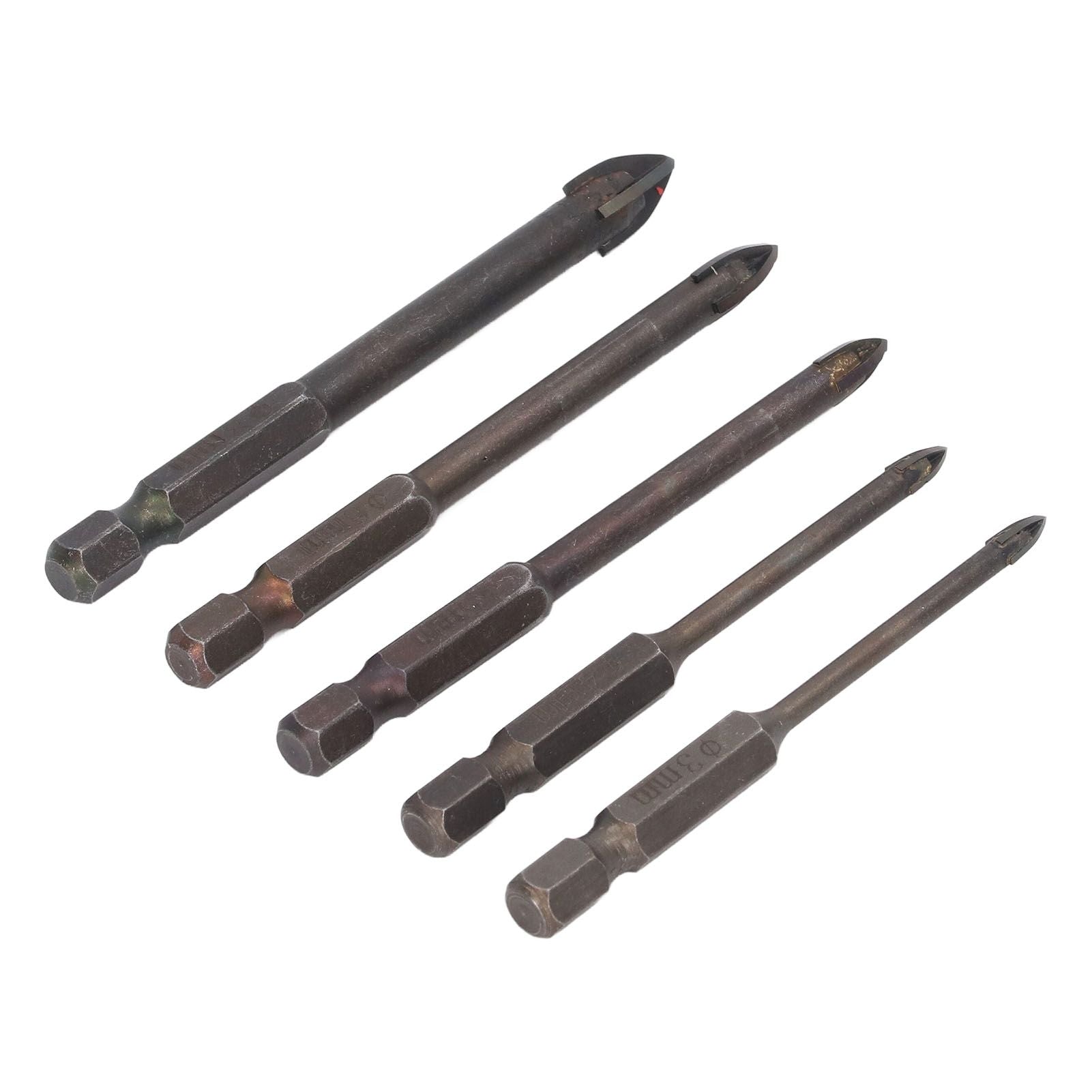Drill Bit Set Unique Cross Design Cemented Carbide Hex Power Bits for Glass Ceramic Glass Tile Full Tile V1294-YM0521-3114230012611