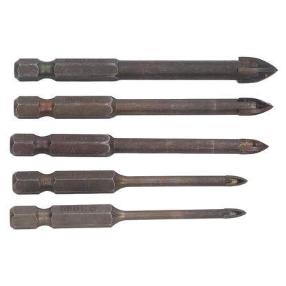 Drill Bit Set Unique Cross Design Cemented Carbide Hex Power Bits for Glass Ceramic Glass Tile Full Tile V1294-YM0521-3114230012611