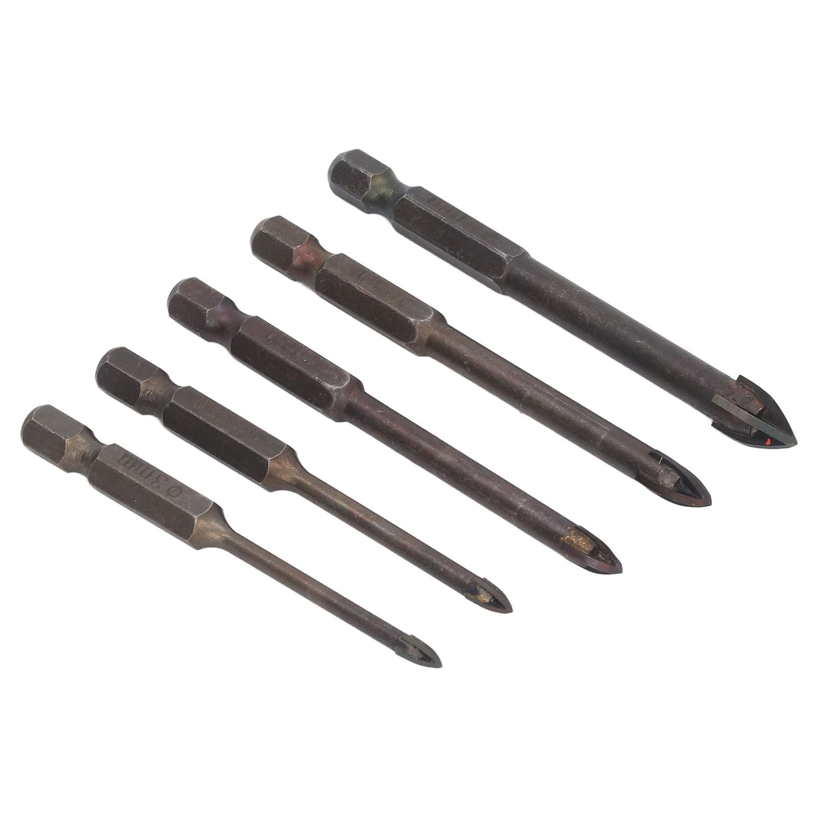 Drill Bit Set Unique Cross Design Cemented Carbide Hex Power Bits for Glass Ceramic Glass Tile Full Tile V1294-YM0521-3114230012611