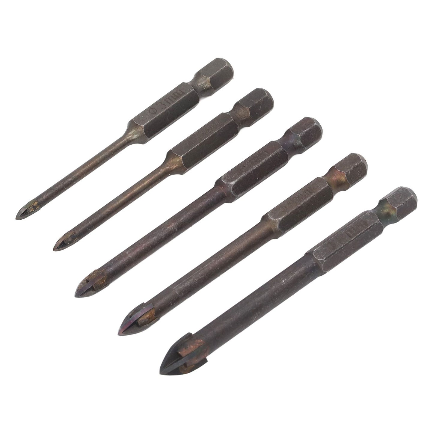 Drill Bit Set Unique Cross Design Cemented Carbide Hex Power Bits for Glass Ceramic Glass Tile Full Tile V1294-YM0521-3114230012611