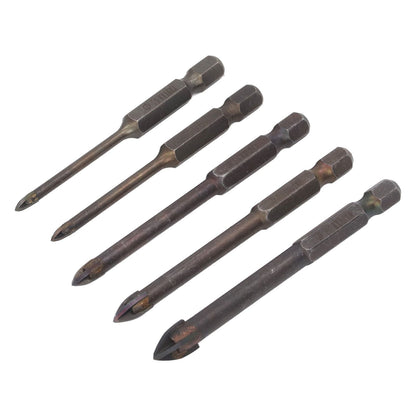 Drill Bit Set Unique Cross Design Cemented Carbide Hex Power Bits for Glass Ceramic Glass Tile Full Tile V1294-YM0521-3114230012611