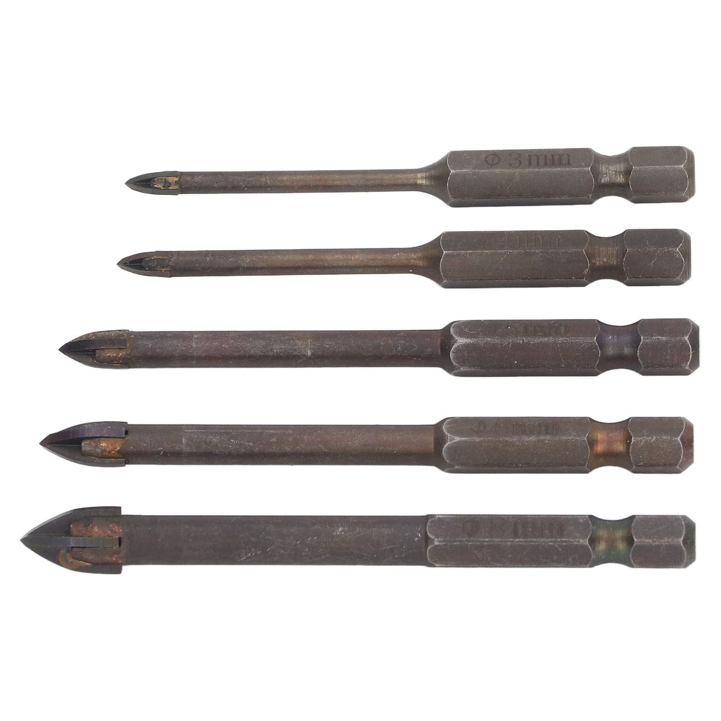Drill Bit Set Unique Cross Design Cemented Carbide Hex Power Bits for Glass Ceramic Glass Tile Full Tile V1294-YM0521-3114230012611