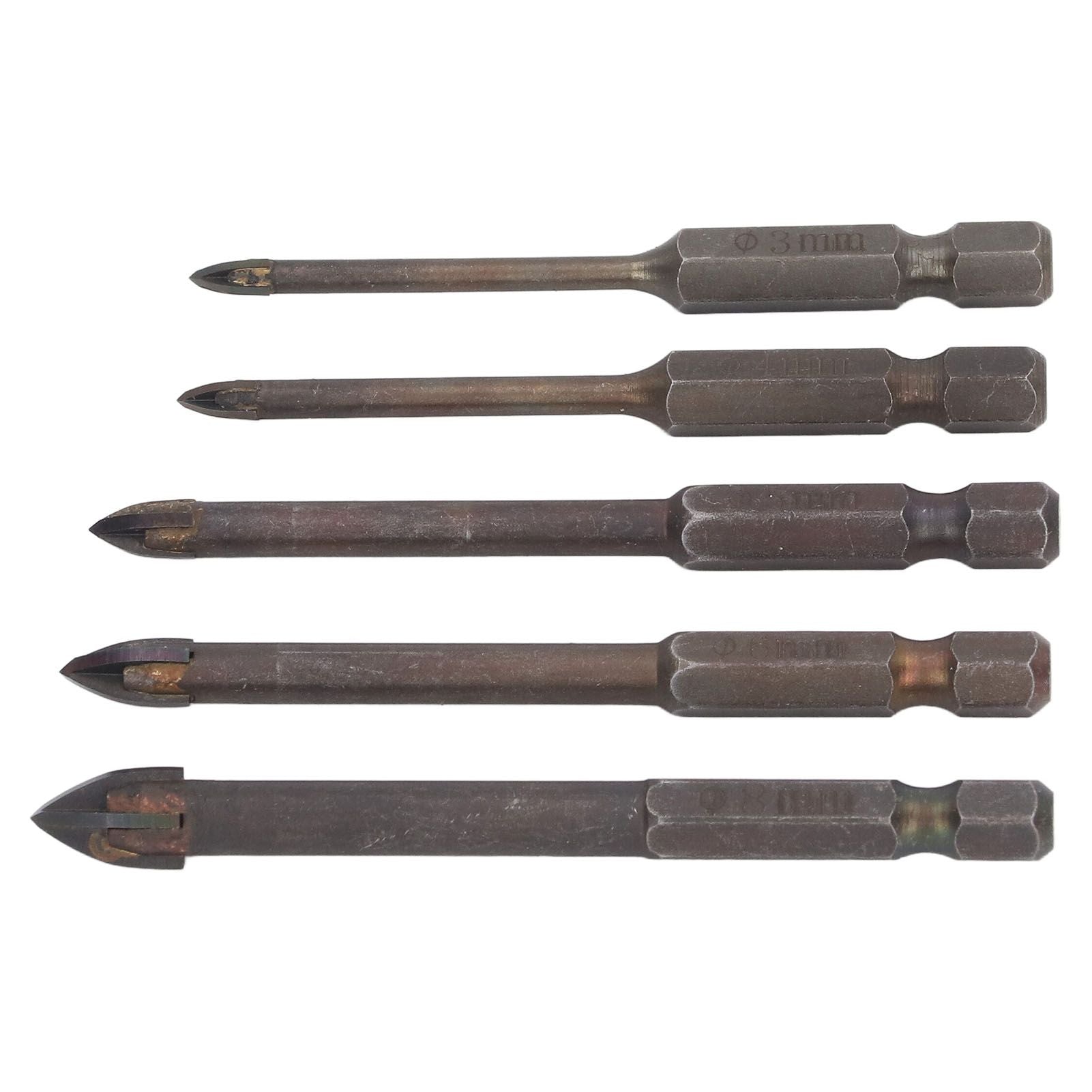 Drill Bit Set Unique Cross Design Cemented Carbide Hex Power Bits for Glass Ceramic Glass Tile Full Tile V1294-YM0521-3114230012611