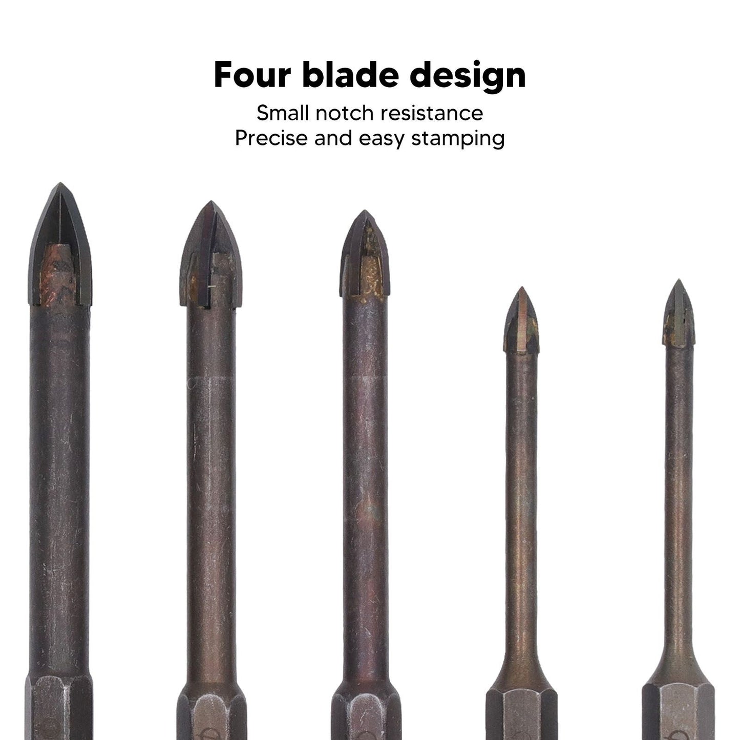 Drill Bit Set Unique Cross Design Cemented Carbide Hex Power Bits for Glass Ceramic Glass Tile Full Tile V1294-YM0521-3114230012611