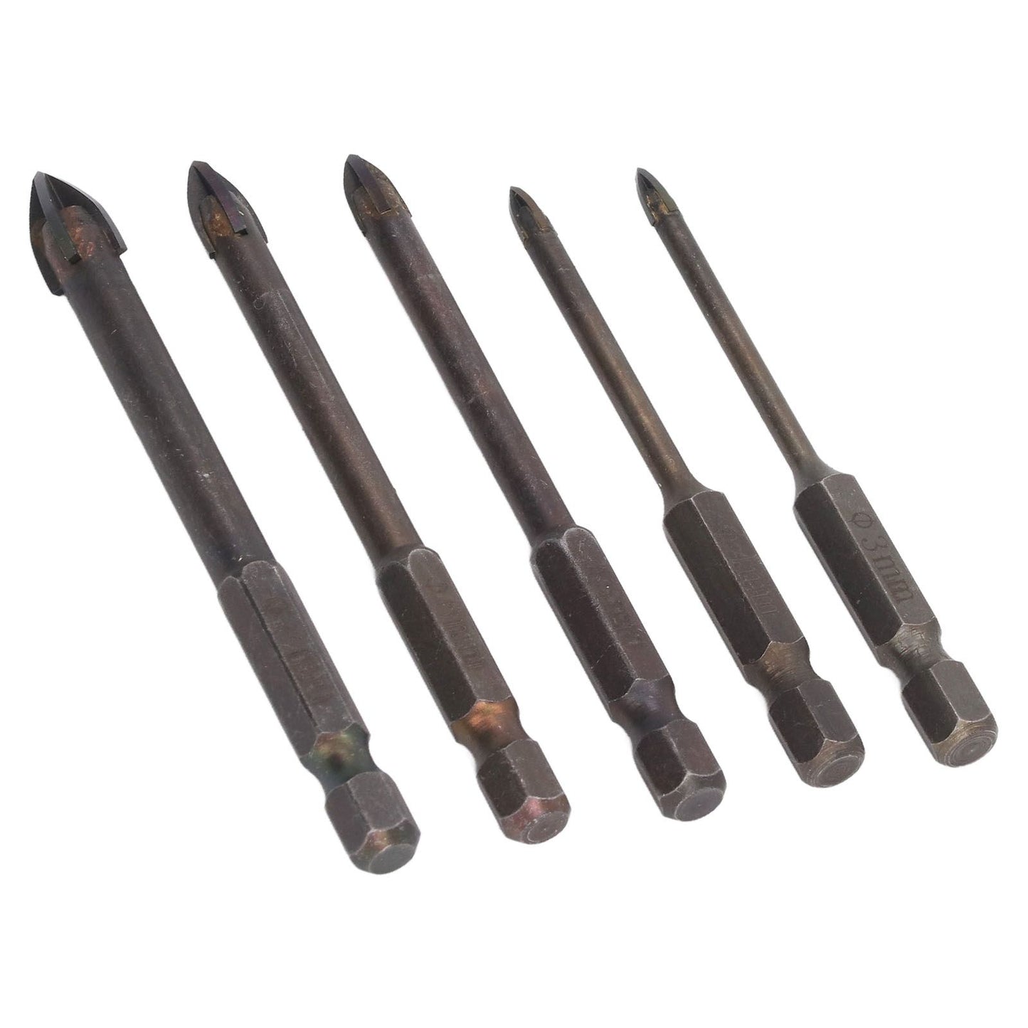 Drill Bit Set Unique Cross Design Cemented Carbide Hex Power Bits for Glass Ceramic Glass Tile Full Tile V1294-YM0521-3114230012611