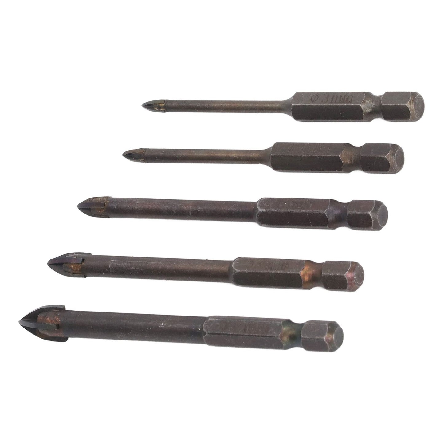 Drill Bit Set Unique Cross Design Cemented Carbide Hex Power Bits for Glass Ceramic Glass Tile Full Tile V1294-YM0521-3114230012611