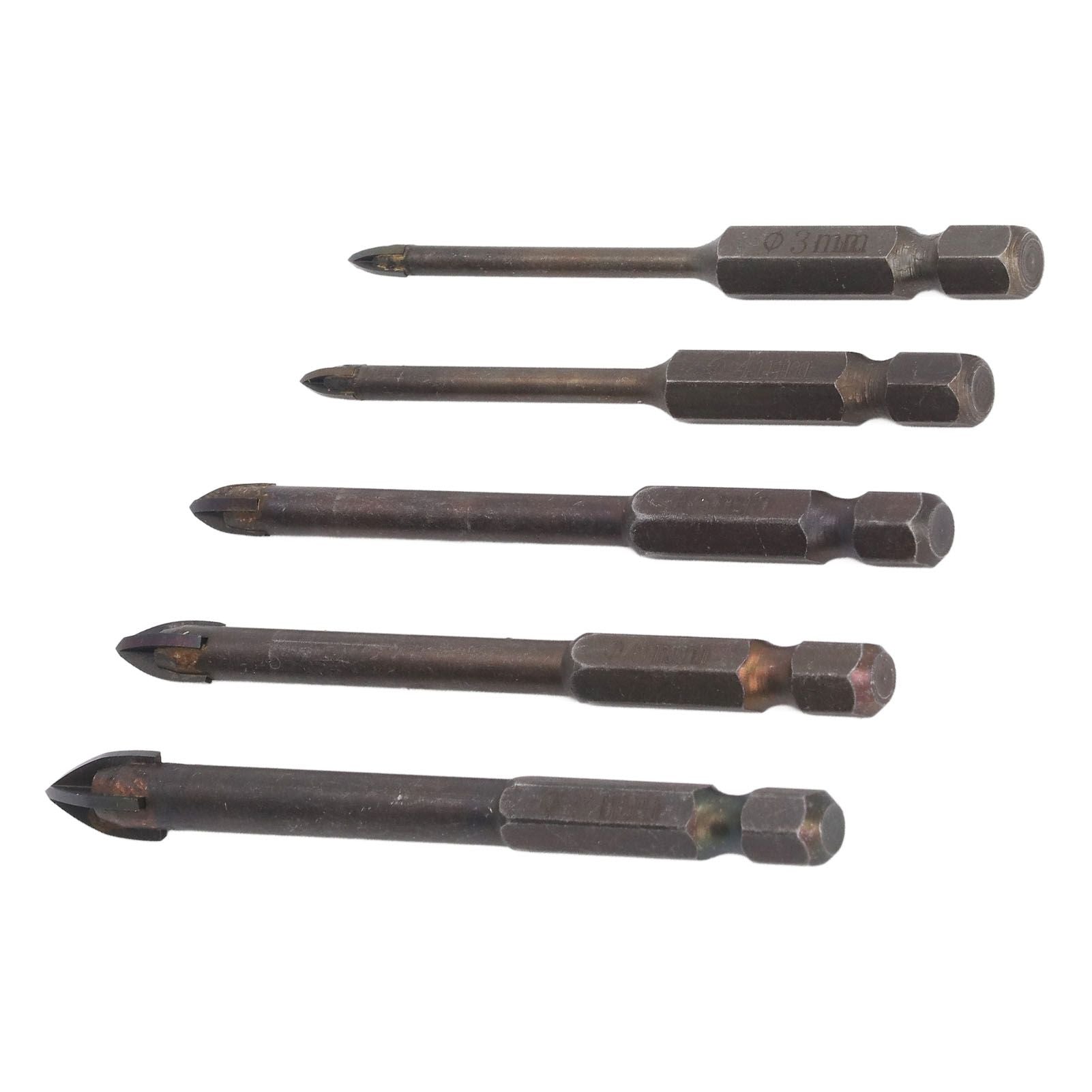 Drill Bit Set Unique Cross Design Cemented Carbide Hex Power Bits for Glass Ceramic Glass Tile Full Tile V1294-YM0521-3114230012611