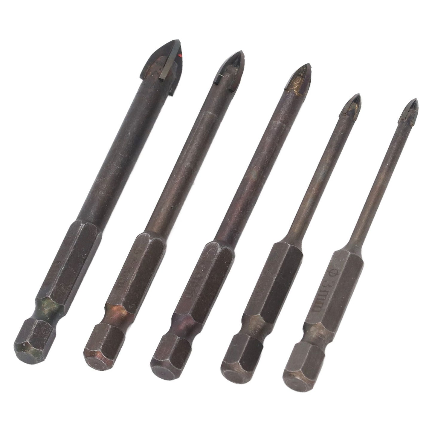 Drill Bit Set Unique Cross Design Cemented Carbide Hex Power Bits for Glass Ceramic Glass Tile Full Tile V1294-YM0521-3114230012611