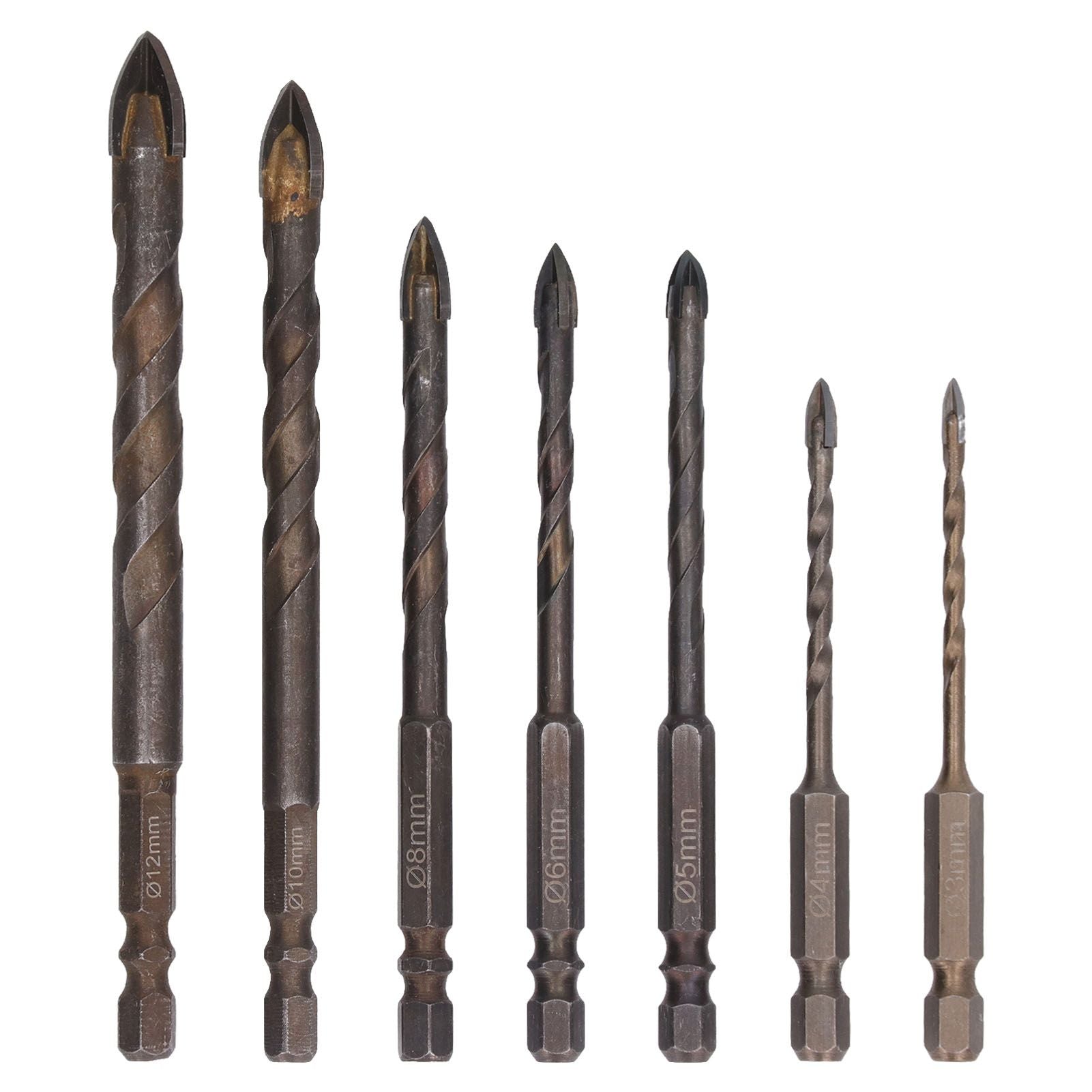 Drill Bit Set Unique Cross Design Cemented Carbide Hex Power Bits for Glass Ceramic Glass Tile Full Tile V1294-YM0521-3114230012612