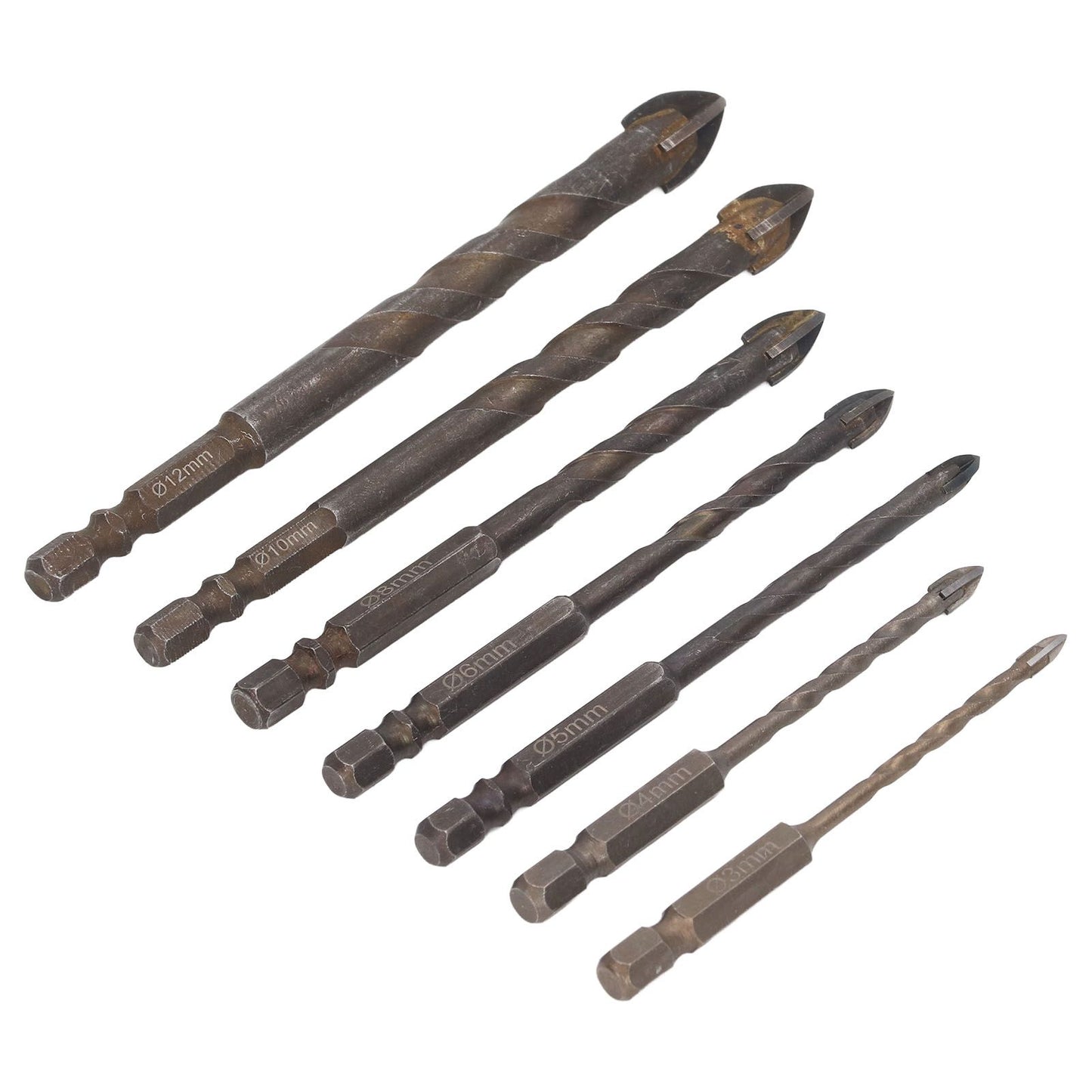 Drill Bit Set Unique Cross Design Cemented Carbide Hex Power Bits for Glass Ceramic Glass Tile Full Tile V1294-YM0521-3114230012612