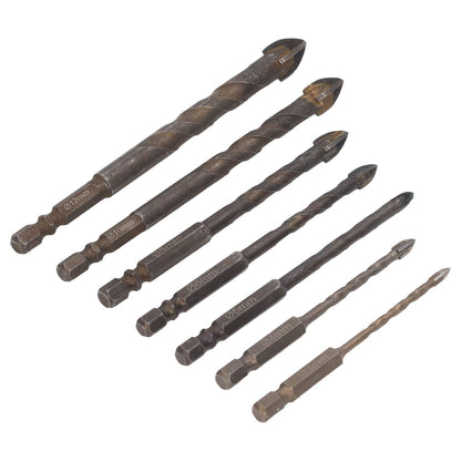 Drill Bit Set Unique Cross Design Cemented Carbide Hex Power Bits for Glass Ceramic Glass Tile Full Tile V1294-YM0521-3114230012612