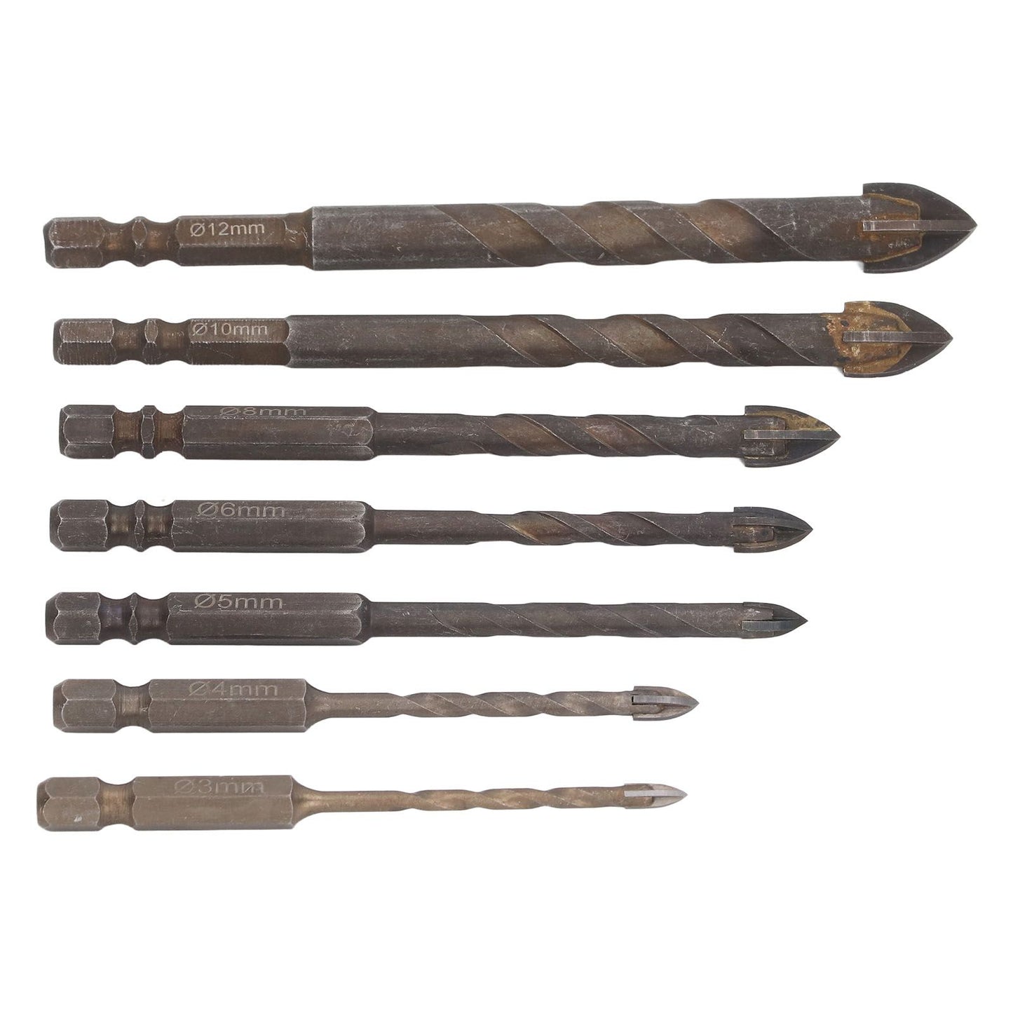 Drill Bit Set Unique Cross Design Cemented Carbide Hex Power Bits for Glass Ceramic Glass Tile Full Tile V1294-YM0521-3114230012612