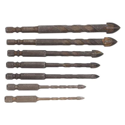 Drill Bit Set Unique Cross Design Cemented Carbide Hex Power Bits for Glass Ceramic Glass Tile Full Tile V1294-YM0521-3114230012612