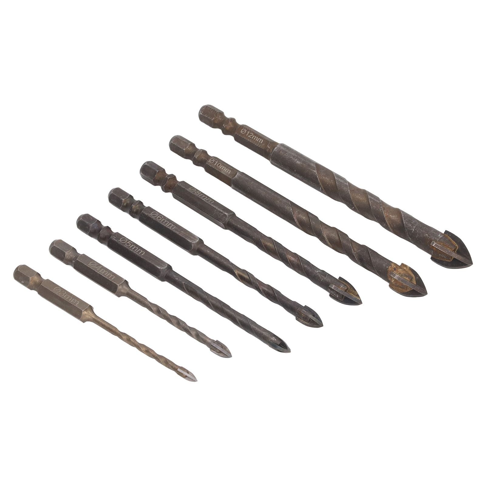 Drill Bit Set Unique Cross Design Cemented Carbide Hex Power Bits for Glass Ceramic Glass Tile Full Tile V1294-YM0521-3114230012612