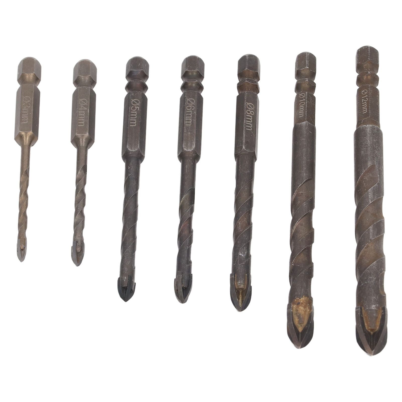 Drill Bit Set Unique Cross Design Cemented Carbide Hex Power Bits for Glass Ceramic Glass Tile Full Tile V1294-YM0521-3114230012612