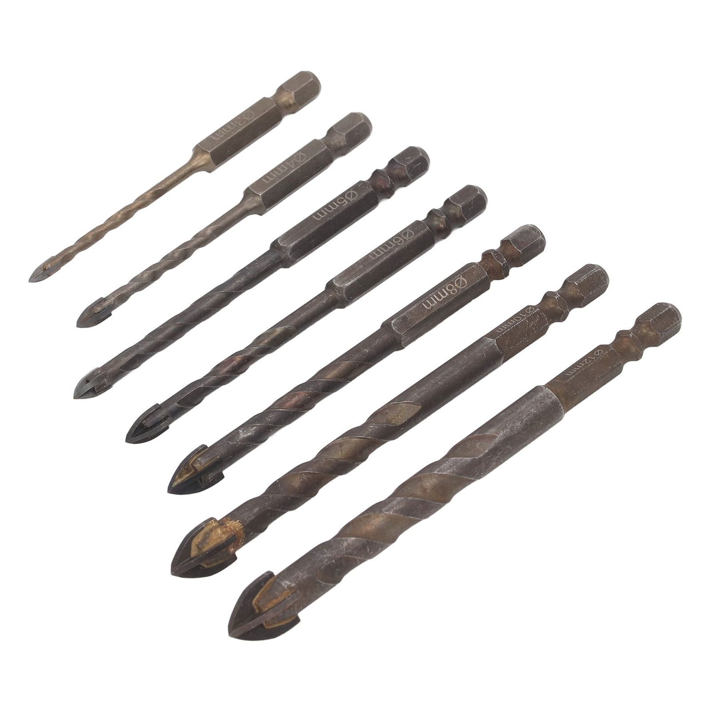 Drill Bit Set Unique Cross Design Cemented Carbide Hex Power Bits for Glass Ceramic Glass Tile Full Tile V1294-YM0521-3114230012612
