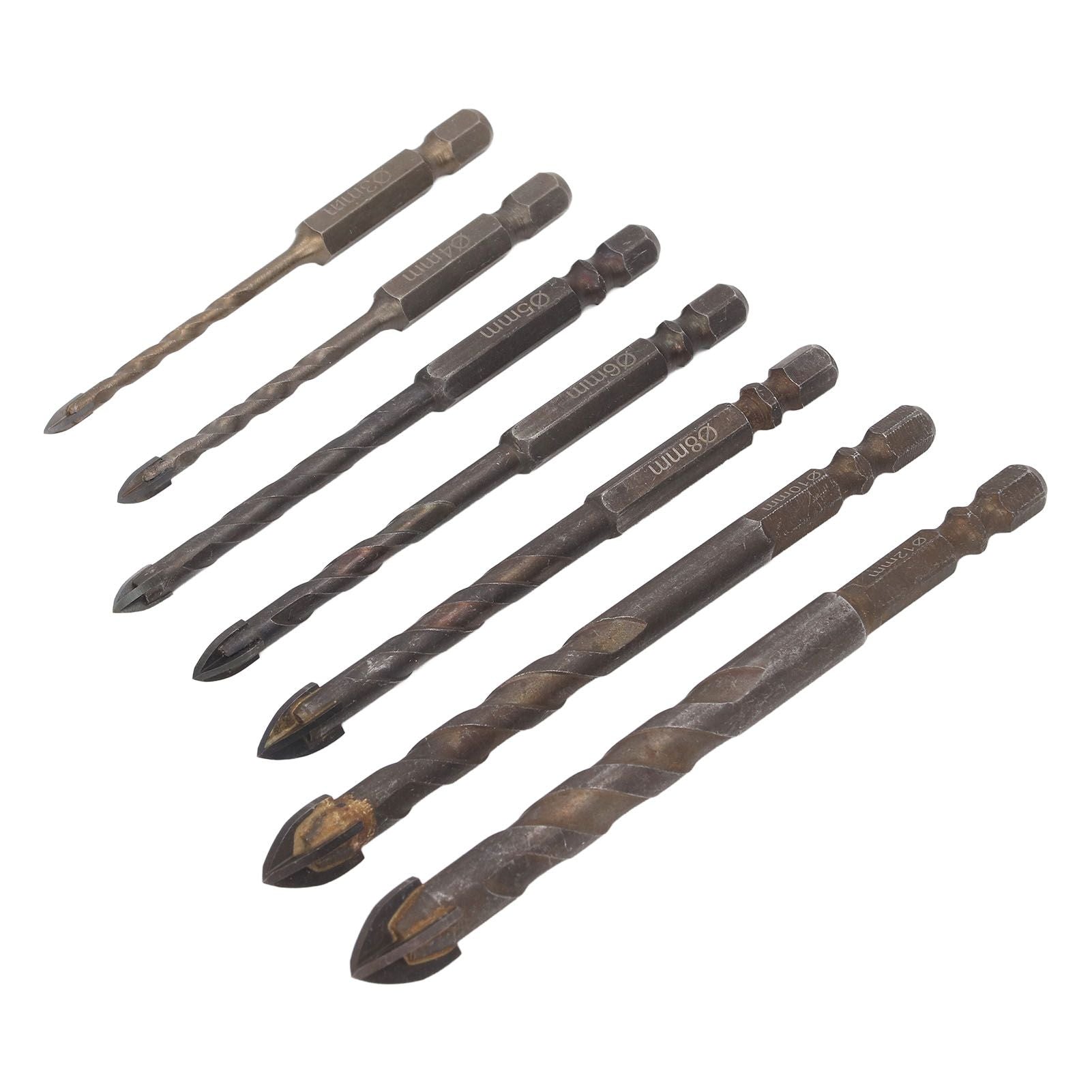 Drill Bit Set Unique Cross Design Cemented Carbide Hex Power Bits for Glass Ceramic Glass Tile Full Tile V1294-YM0521-3114230012612