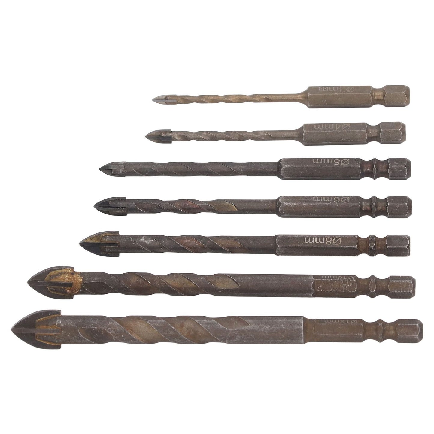 Drill Bit Set Unique Cross Design Cemented Carbide Hex Power Bits for Glass Ceramic Glass Tile Full Tile V1294-YM0521-3114230012612