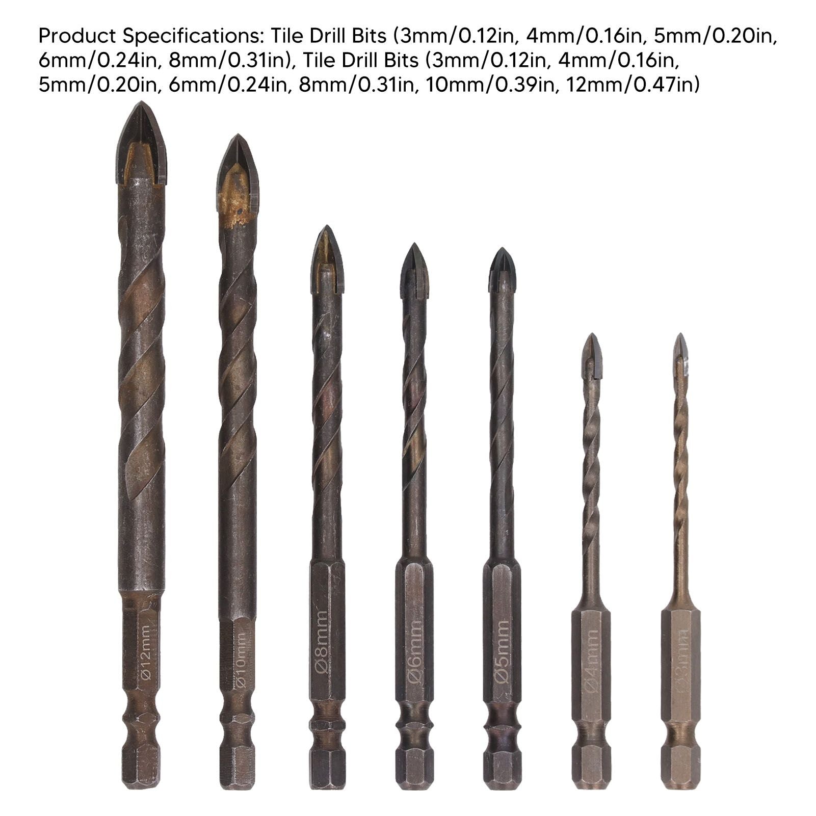Drill Bit Set Unique Cross Design Cemented Carbide Hex Power Bits for Glass Ceramic Glass Tile Full Tile V1294-YM0521-3114230012612