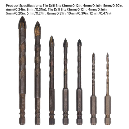 Drill Bit Set Unique Cross Design Cemented Carbide Hex Power Bits for Glass Ceramic Glass Tile Full Tile V1294-YM0521-3114230012612
