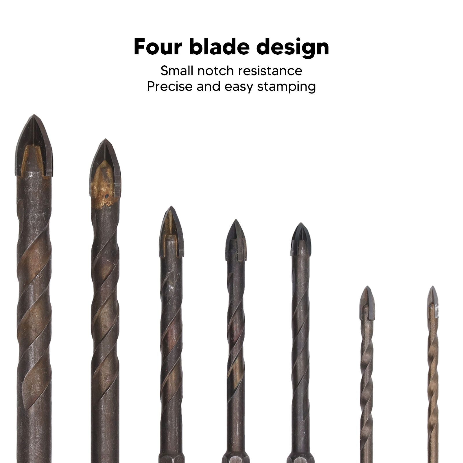 Drill Bit Set Unique Cross Design Cemented Carbide Hex Power Bits for Glass Ceramic Glass Tile Full Tile V1294-YM0521-3114230012612