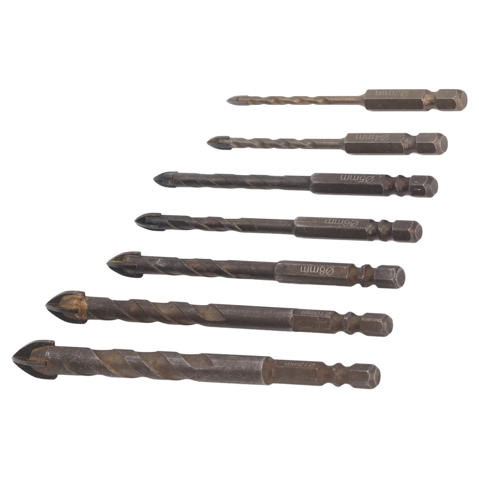 Drill Bit Set Unique Cross Design Cemented Carbide Hex Power Bits for Glass Ceramic Glass Tile Full Tile V1294-YM0521-3114230012612