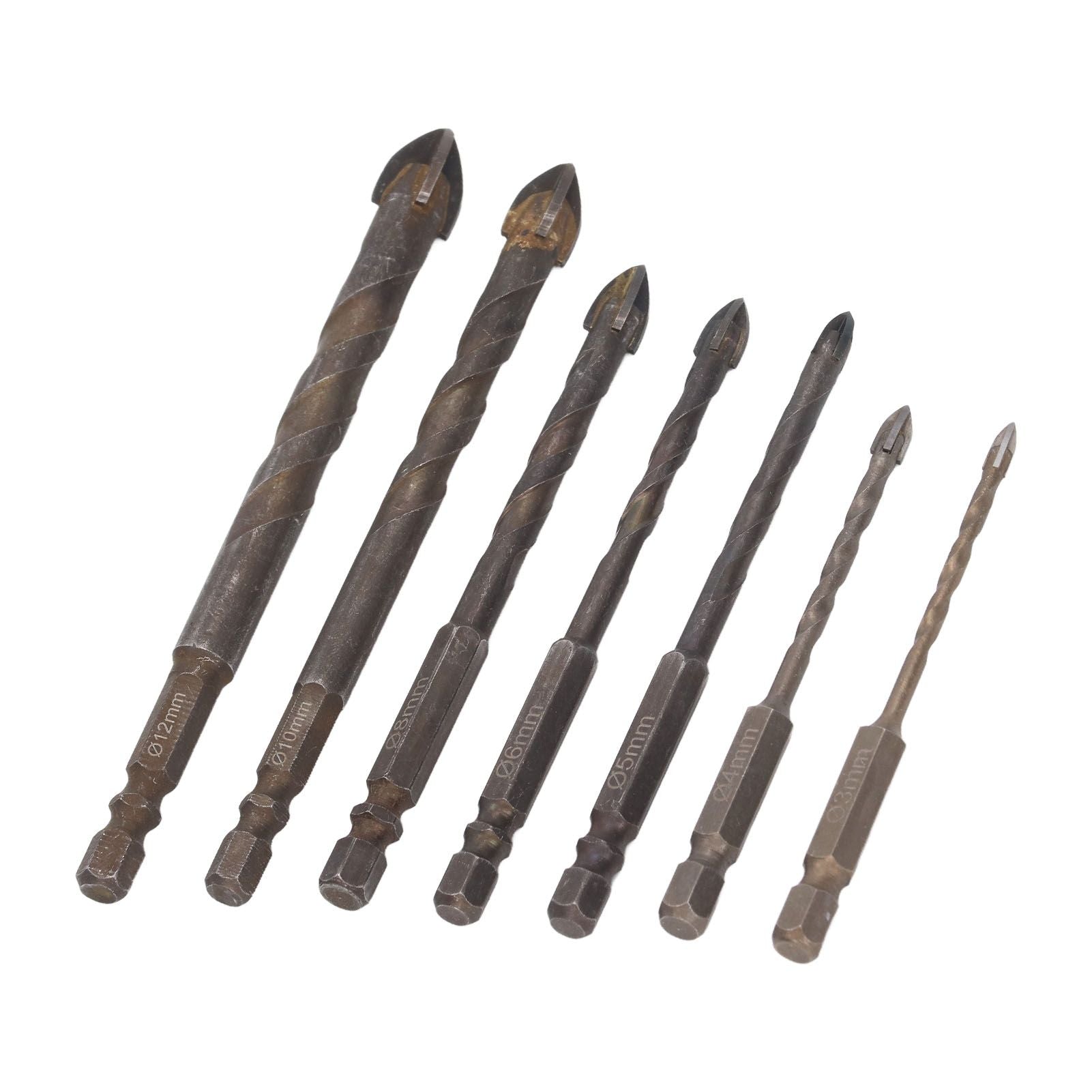 Drill Bit Set Unique Cross Design Cemented Carbide Hex Power Bits for Glass Ceramic Glass Tile Full Tile V1294-YM0521-3114230012612