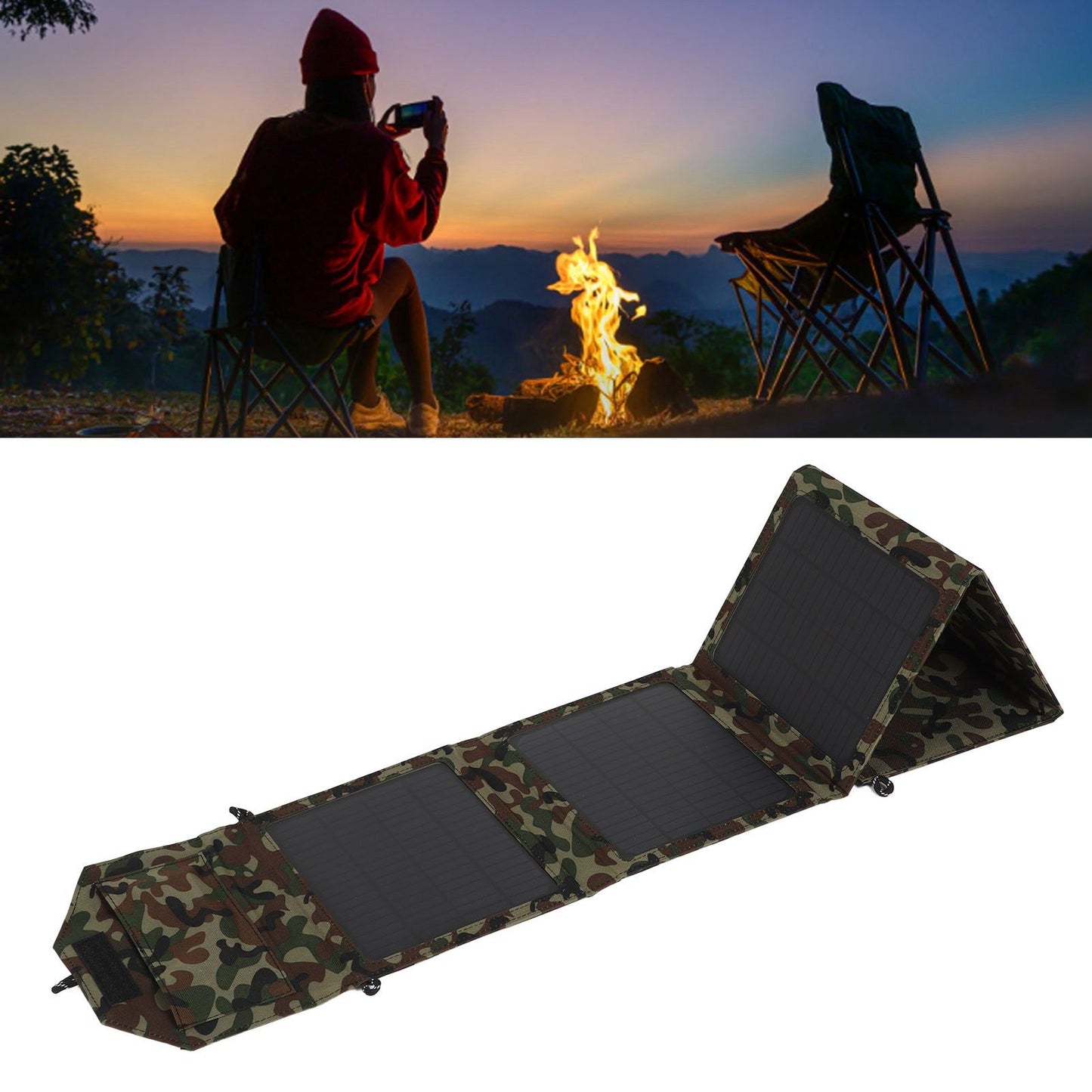 50W Portable Foldable Solar Panel Charger Kit 2 USB Ports Monocrystalline Silicon Solar Panel for Camping V1294-YM0521-3114230015711
