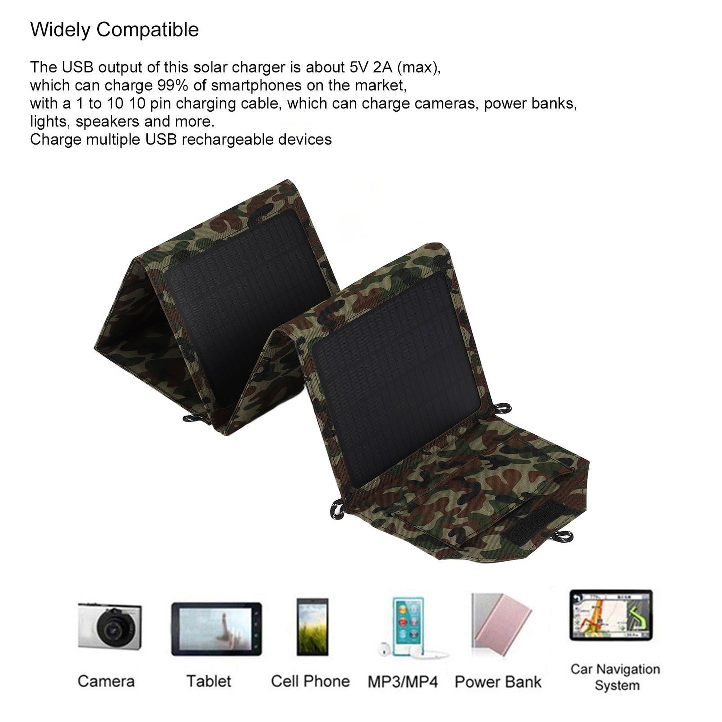 50W Portable Foldable Solar Panel Charger Kit 2 USB Ports Monocrystalline Silicon Solar Panel for Camping V1294-YM0521-3114230015711