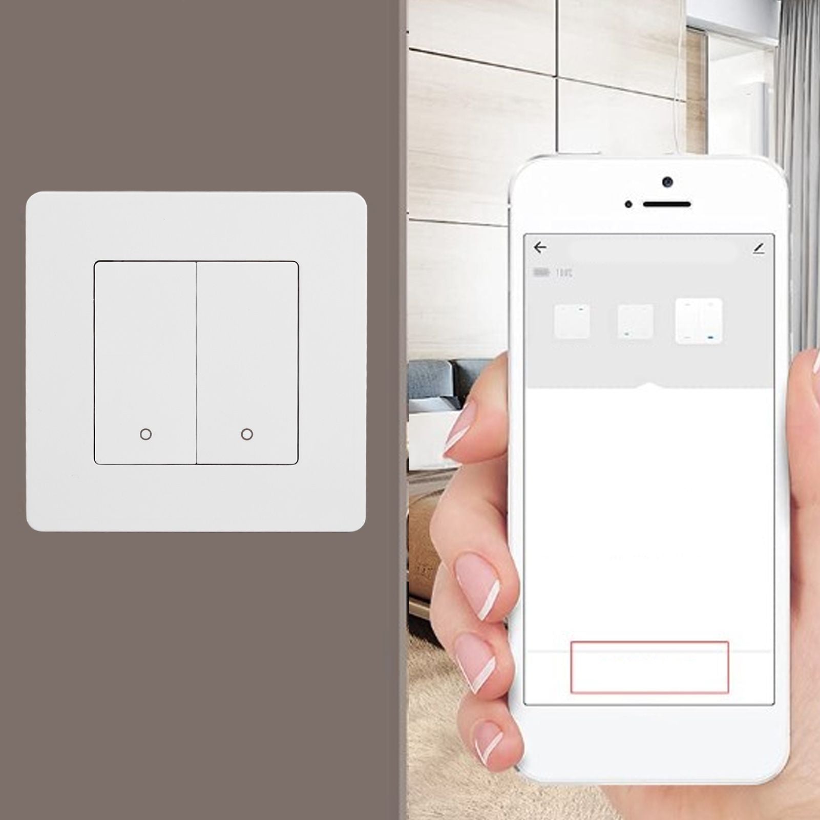 Smart Light Switch for Zigbee 2 Gang Timing Dimming Reverse Dual Control Smart Switch Panel AC100-240V White V1294-YM0521-3114230019511