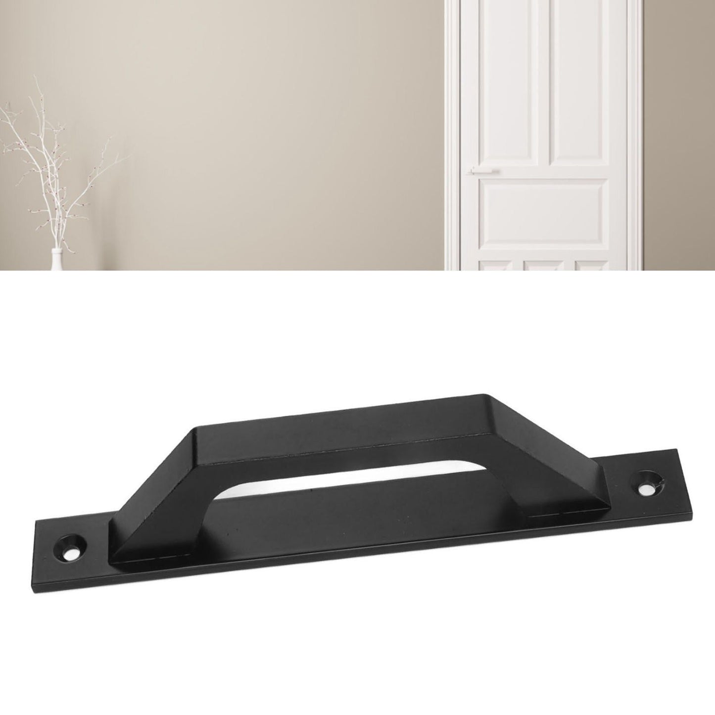 Sliding Door Handle Metal Electroplating Cabinet Barn Door Pull Handle with Mounting Screws Black V1294-YM0521-3114230023111