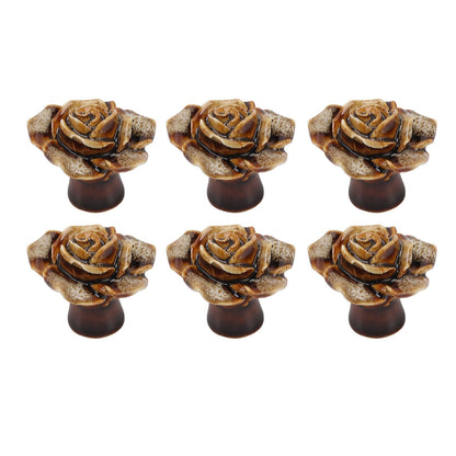 6Pcs Cabinet Knob Rose Flower Shape Delicate Ceramic Knob for Dresser Drawer Leopard White V1294-YM0521-3114230023811