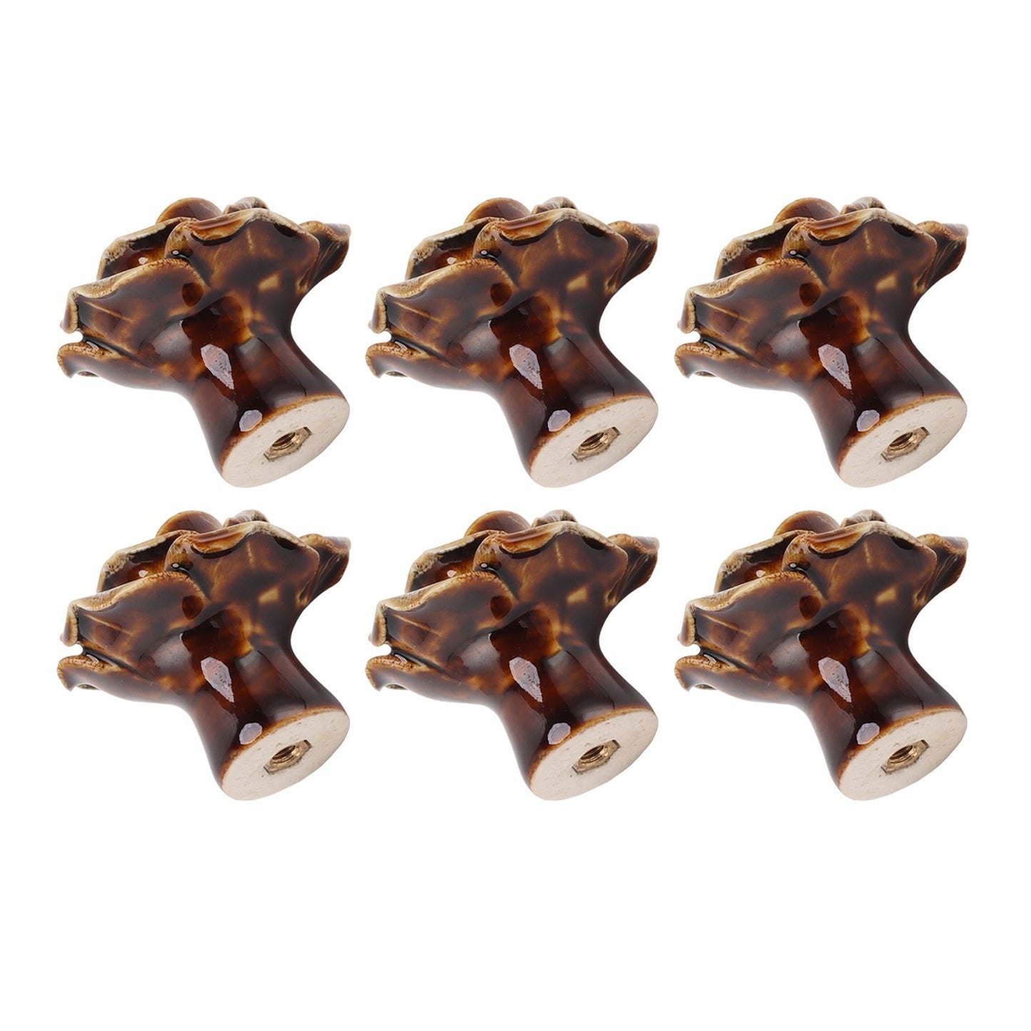 6Pcs Cabinet Knob Rose Flower Shape Delicate Ceramic Knob for Dresser Drawer Leopard White V1294-YM0521-3114230023811