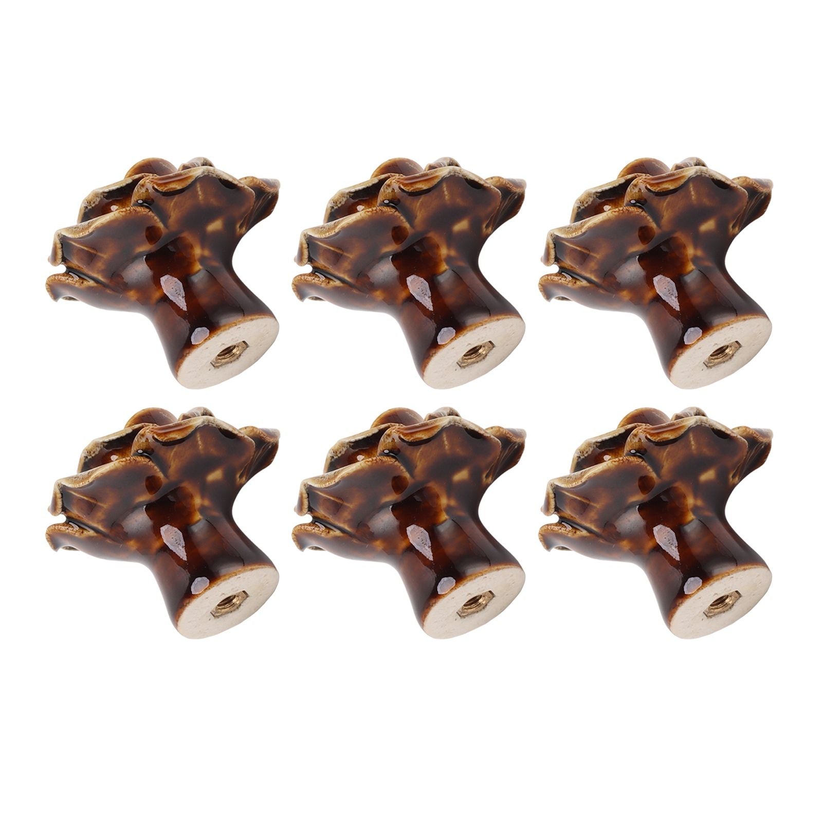 6Pcs Cabinet Knob Rose Flower Shape Delicate Ceramic Knob for Dresser Drawer Leopard White V1294-YM0521-3114230023811
