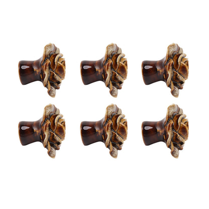 6Pcs Cabinet Knob Rose Flower Shape Delicate Ceramic Knob for Dresser Drawer Leopard White V1294-YM0521-3114230023811