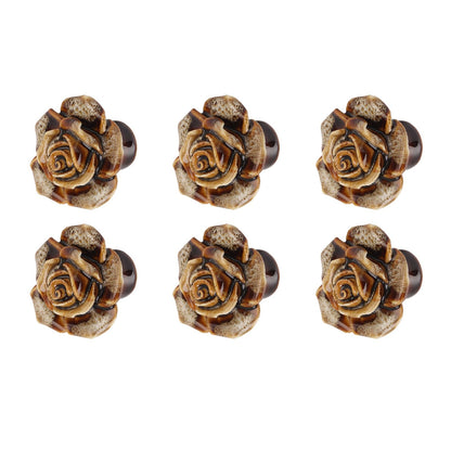 6Pcs Cabinet Knob Rose Flower Shape Delicate Ceramic Knob for Dresser Drawer Leopard White V1294-YM0521-3114230023811