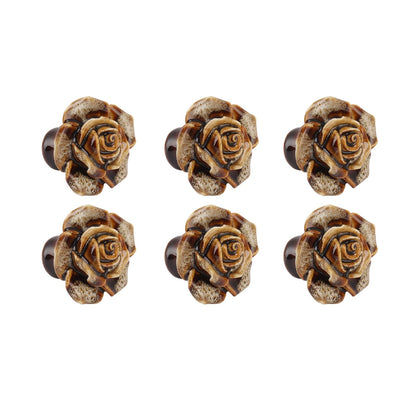 6Pcs Cabinet Knob Rose Flower Shape Delicate Ceramic Knob for Dresser Drawer Leopard White V1294-YM0521-3114230023811
